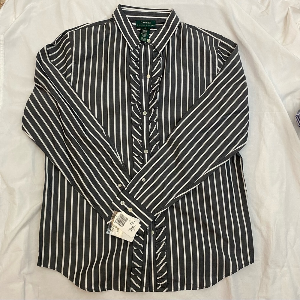 NWT Lauren Ralph Lauren Striped Button Up Top